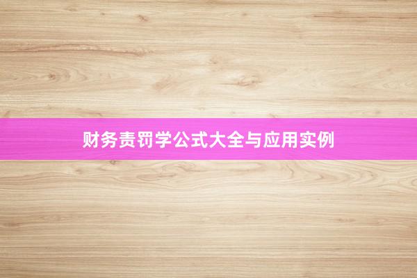 财务责罚学公式大全与应用实例