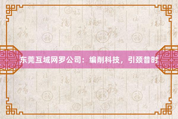 东莞互域网罗公司：编削科技，引颈昔时